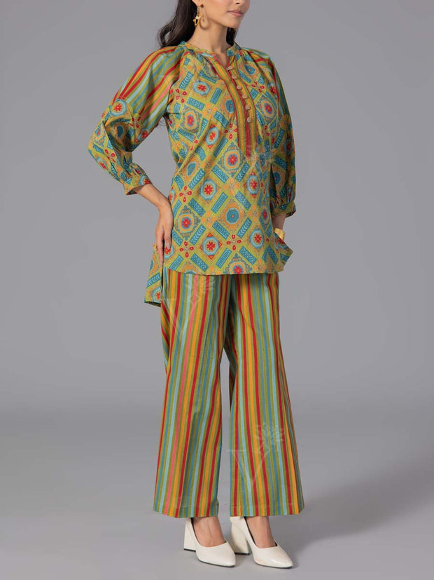 Green Cotton Printed Co-Ord Set