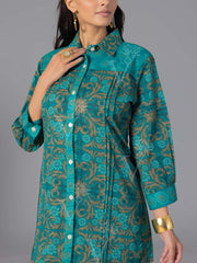 Green Cotton Printed Co-Ord Set