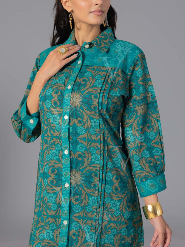 Green Cotton Printed Co-Ord Set