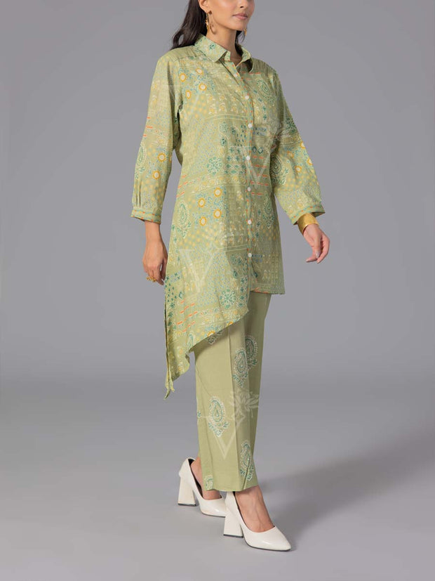 Green Cotton Printed Co-Ord Set