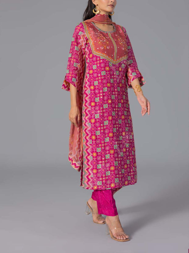 Pink Printed Suit Set