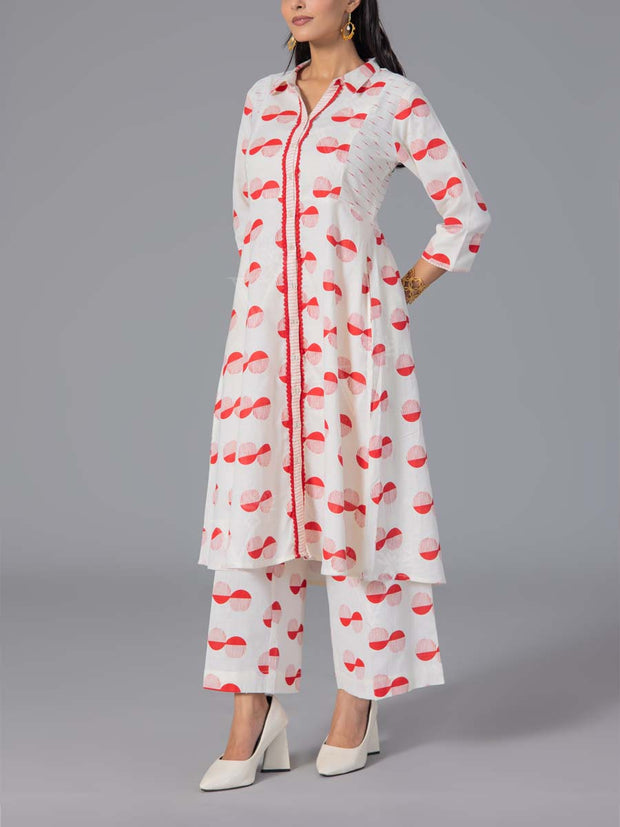 Red Cotton Flex Kurta and Pant Set
