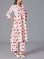 Red Cotton Flex Kurta and Pant Set
