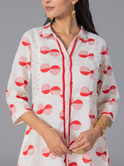 Red Cotton Flex Kurta and Pant Set
