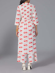 Red Cotton Flex Kurta and Pant Set
