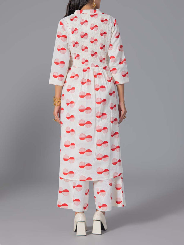 Red Cotton Flex Kurta and Pant Set