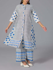 Blue Cotton Flex Kurta and Pant Set