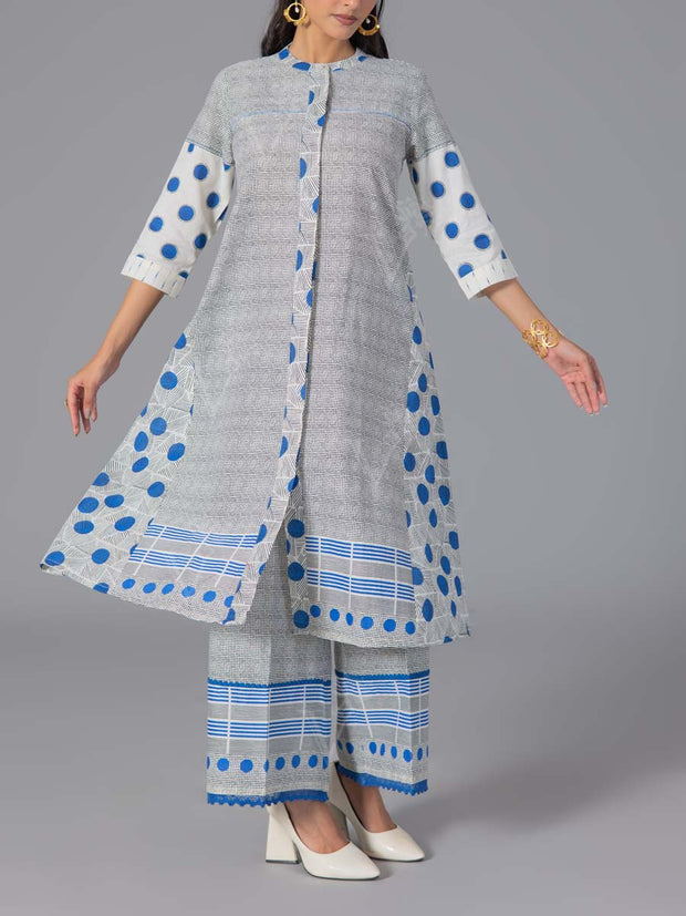Blue Cotton Flex Kurta and Pant Set