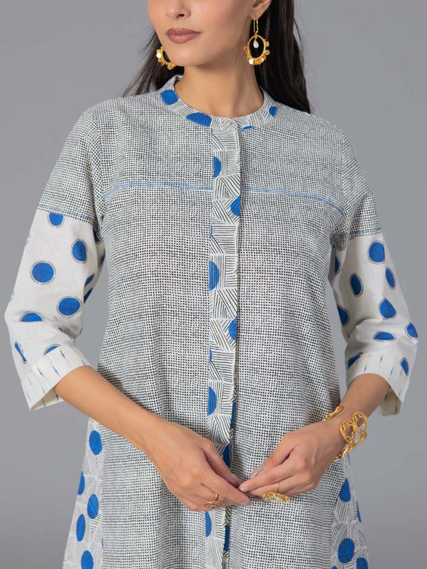 Blue Cotton Flex Kurta and Pant Set