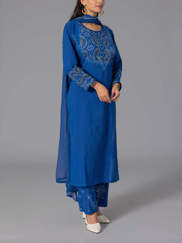 Blue Printed Suit Set