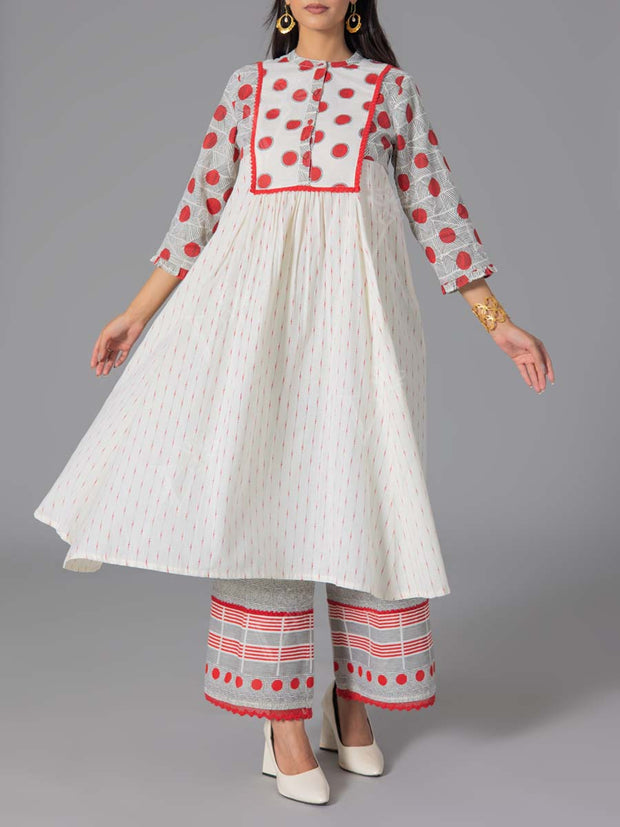 Red Cotton Flex Kurta and Pant Set