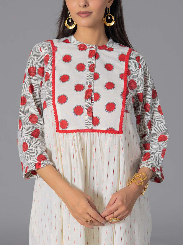 Red Cotton Flex Kurta and Pant Set