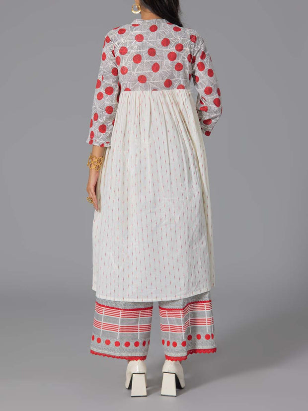 Red Cotton Flex Kurta and Pant Set
