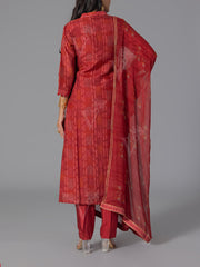 Red Printed Suit Set