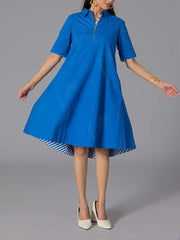 Princess Blue 60'S Poplin Dress