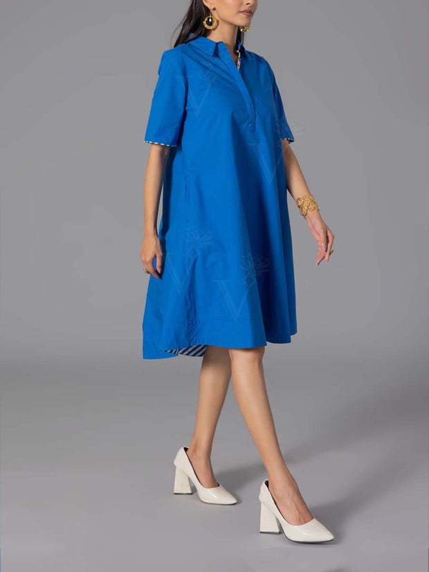 Princess Blue 60'S Poplin Dress