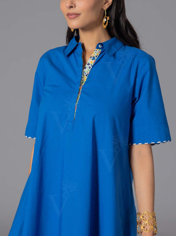 Princess Blue 60'S Poplin Dress
