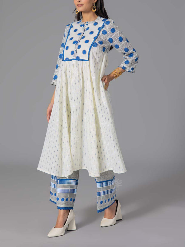 Blue Cotton Flex Kurta and Pant Set