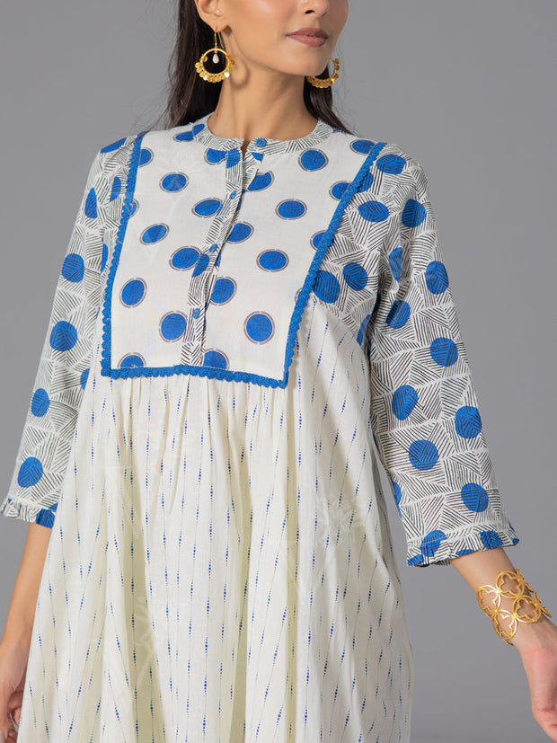 Blue Cotton Flex Kurta and Pant Set