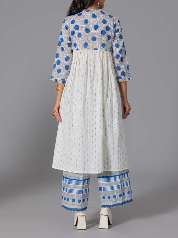 Blue Cotton Flex Kurta and Pant Set