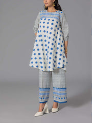 Blue Cotton Flex Kurta and Pant Set