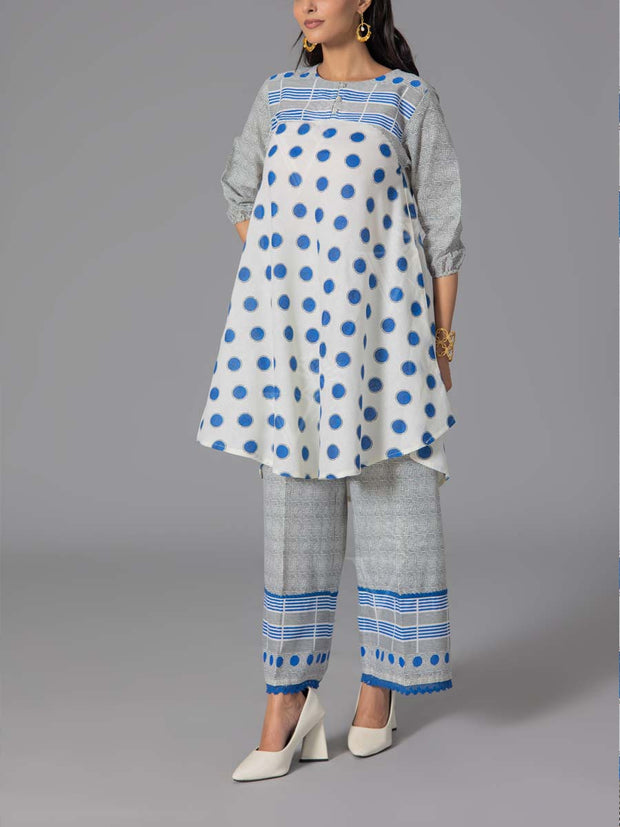Blue Cotton Flex Kurta and Pant Set