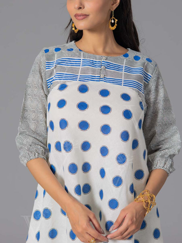Blue Cotton Flex Kurta and Pant Set