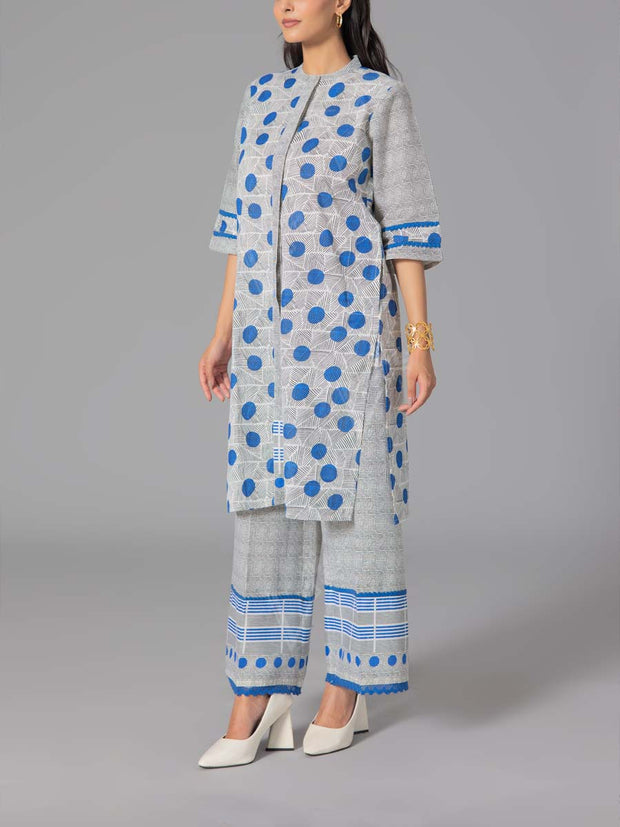 Blue Cotton Flex Kurta and Pant Set