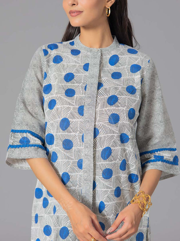 Blue Cotton Flex Kurta and Pant Set