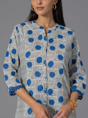 Blue Cotton Flex Kurta and Pant Set