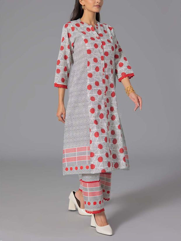 Red Cotton Flex Kurta and Pant Set