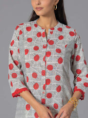 Red Cotton Flex Kurta and Pant Set