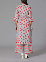 Red Cotton Flex Kurta and Pant Set