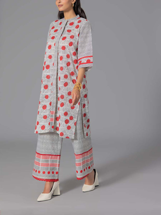 Red Cotton Flex Kurta and Pant Set