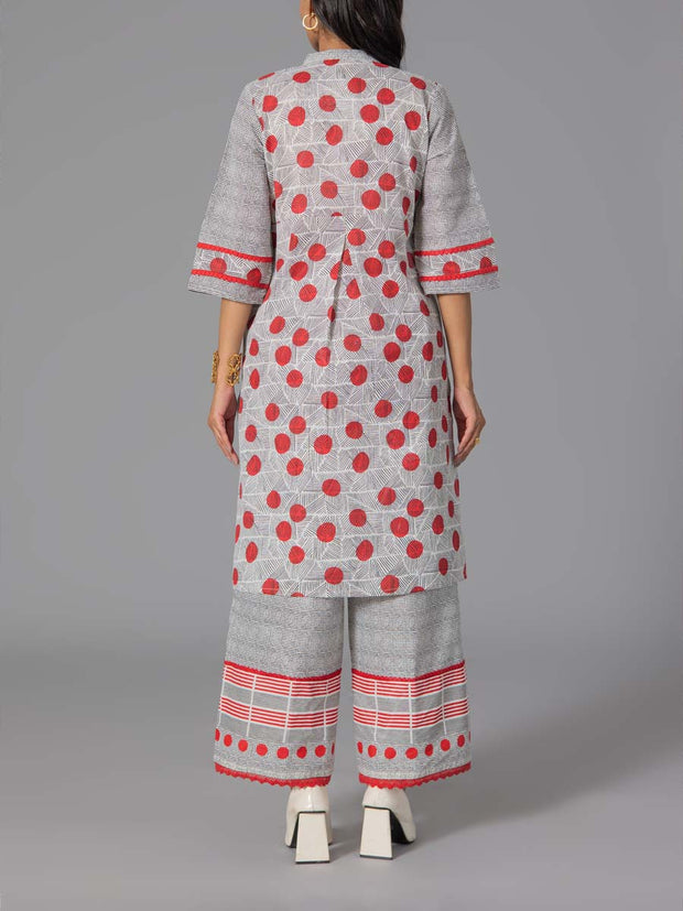 Red Cotton Flex Kurta and Pant Set
