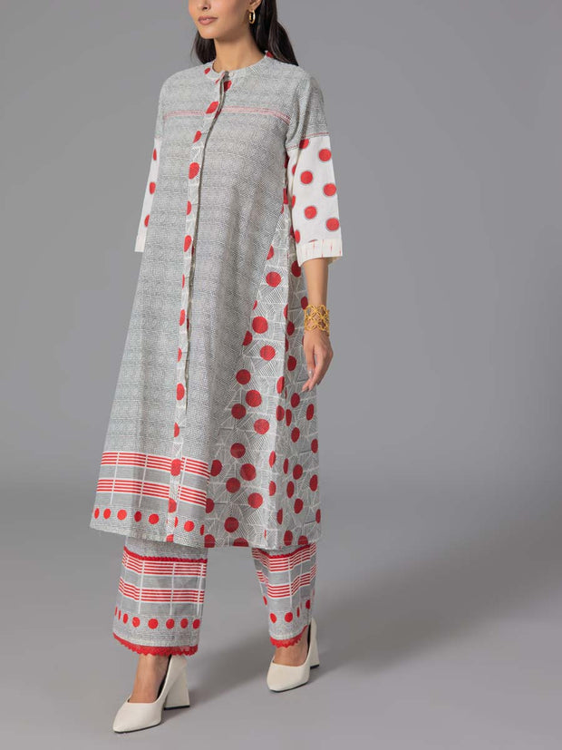 Red Cotton Flex Kurta and Pant Set