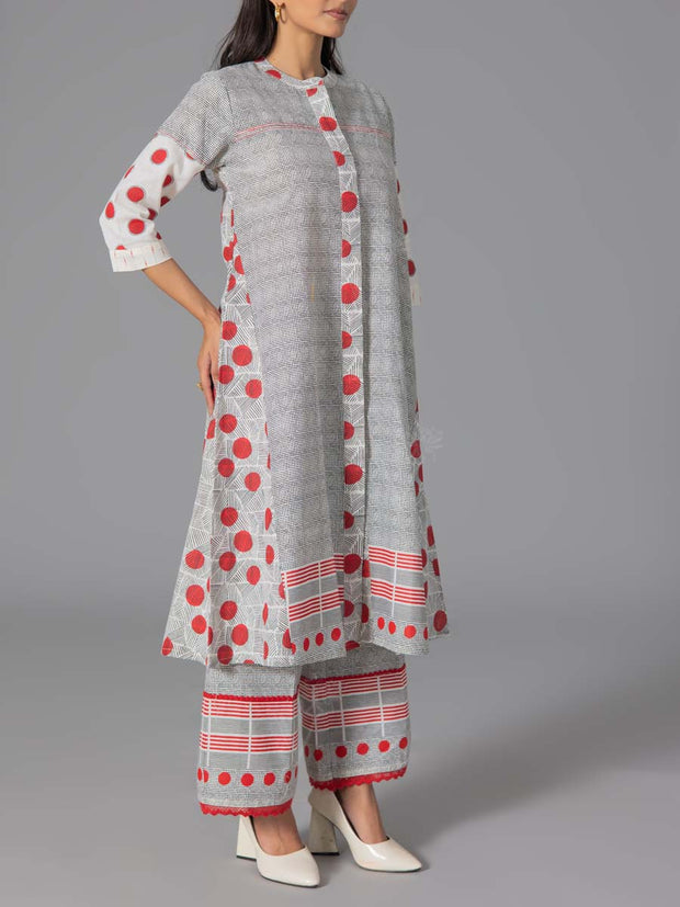 Red Cotton Flex Kurta and Pant Set