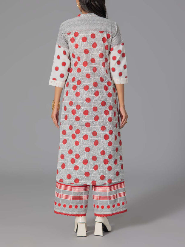 Red Cotton Flex Kurta and Pant Set