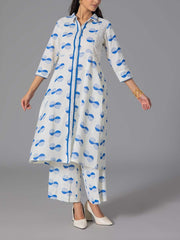 Blue Cotton Flex Kurta and Pant Set