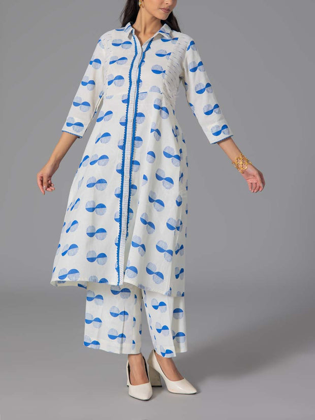 Blue Cotton Flex Kurta and Pant Set