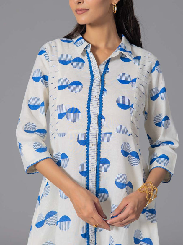 Blue Cotton Flex Kurta and Pant Set