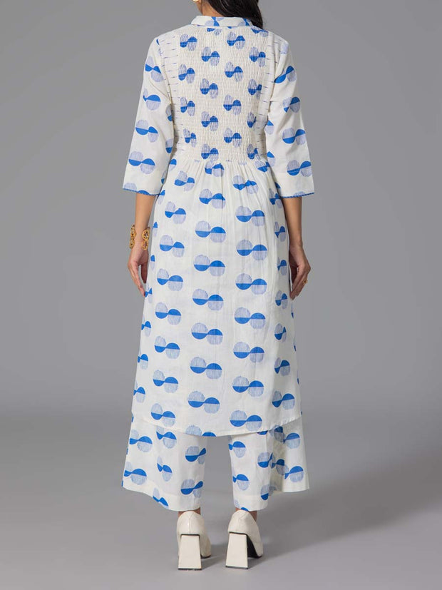 Blue Cotton Flex Kurta and Pant Set