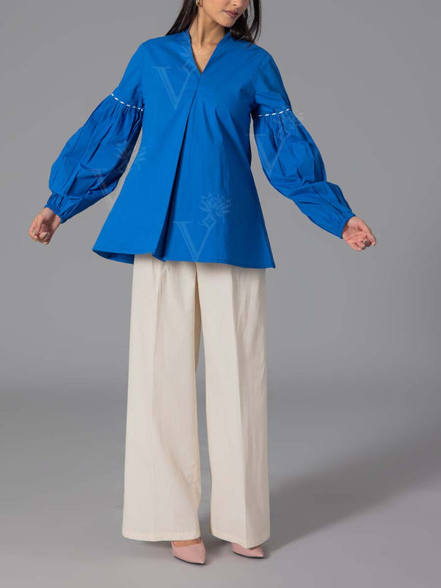 Princess Blue 60'S Poplin Top