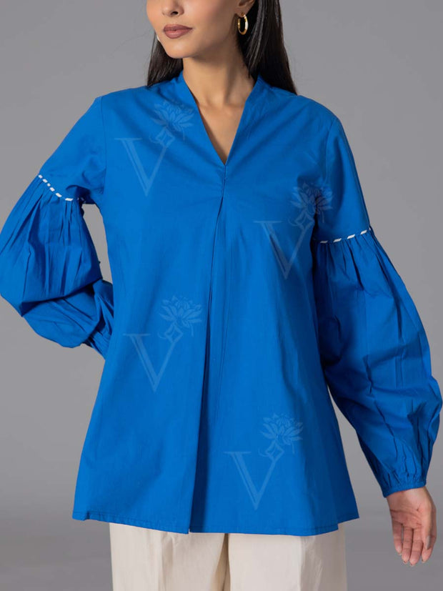Princess Blue 60'S Poplin Top