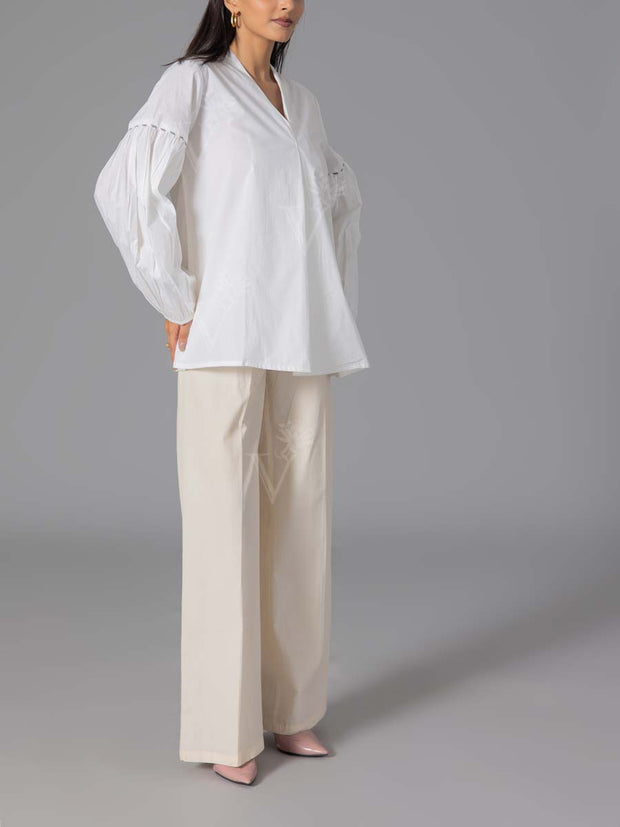 Solid White 60'S Poplin Top