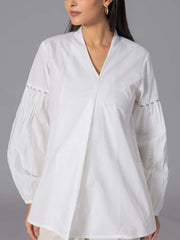 Solid White 60'S Poplin Top