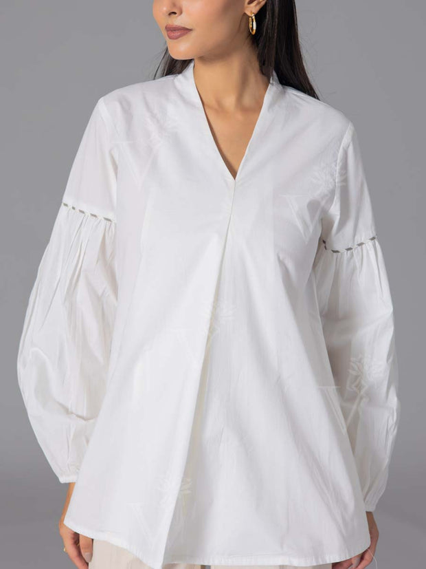 Solid White 60'S Poplin Top