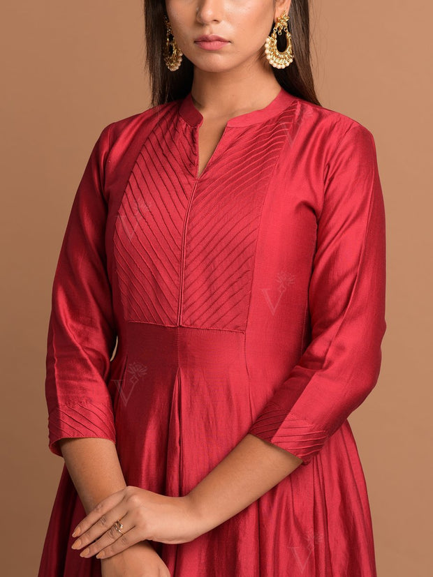 Red Chanderi Suit Set