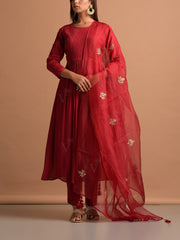 Red Organza Embroidery Dupatta