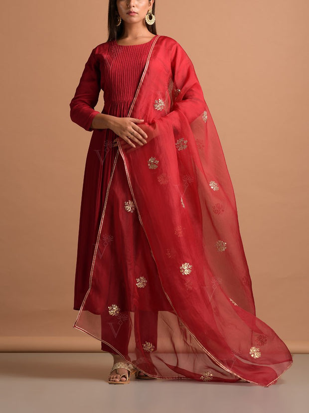 Red Organza Embroidery Dupatta